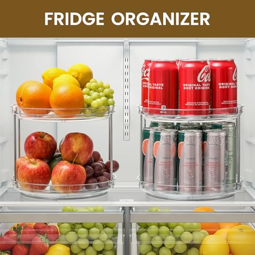 2 Tier Non-Skid Acrylic Lazy Susan Turntable Organizer - Rotating Spice Rack - Spinning Organization Tray for Kitchen, Pantry, Countertop, Closet, Bathroom, Vanity, Medicine Cabinet Organizing, 9.25'' - size: 9.25in-1 Set