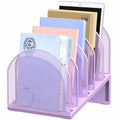 5-Section Desk File Organizer, Metal Mesh Folder Organizer for Documents, Mail & Office Papers (Purple) - color: Purple