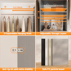 Homieasy 96 Inches Closet Organizer System, 8FT Customizable Walk In Closet Organizer with Hanging Rods, 3 Drawers Garment Rack with Leather Handle , 96" L x 16" W x 75" H, Max Load 1000 LBS, Grey - color: Grey