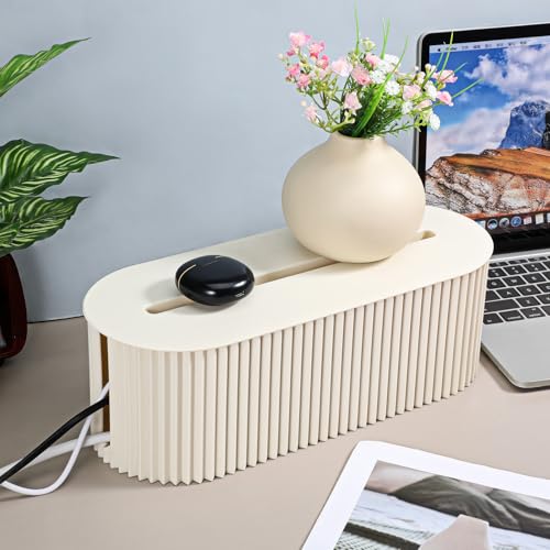 SHENLIU 2-Pack Cable Management Box, 13x5.12x4.5 inches Cable Organizer Box to Hide Power Strip & Under Desk for Power Strips Surge Protectors Chargers Adapters Office Home
