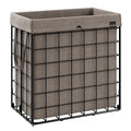 SONGMICS Laundry Hamper, 29 Gal. (110L) Laundry Basket, Collapsible Clothes Hamper, Removable and Washable Liner, Metal Wire Frame, for Bedroom Bathroom, Black and Camel Brown ULCB111N01 - color: Black + Camel Brown, size: 110 L
