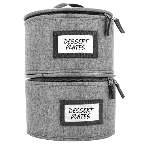Homelux Theory 2pc Dessert Storage with Lid, Hard Shell China Storage Containers, Heavy Duty Dinnerware Storage Box with 24 Felt Pads and Thick Surface for Dishes and Dinner Plate, Move Out Essentials - color: Dark Gray, size: 7. Dessert Plate Storage (2p