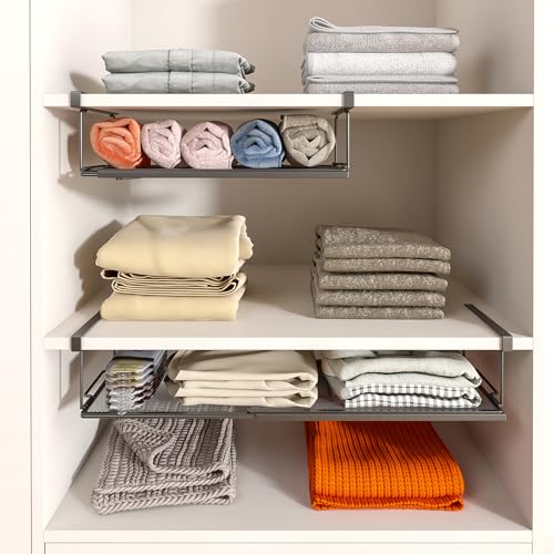 Expandable Under Cabinet Shelf, Extendable Under Shelf Storage with 0.94 Inches Thick Clips for Pantry Cabinet, Laundry Room, Shoe Rack. (Black, 2 Pack, Interior: 3.66" H x 8.26" D) - color: Black-3.66"h X 8.26"d-0.94" Thick Clip, size: 2 Pack