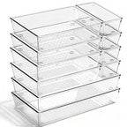 10 Pack Large Drawer Organizer Bins - Clear Plastic Bathroom Drawer Organizer Trays - Heavy Duty Kitchen Drawer Dividers for Utensils - Non-Slip Storage Bins for Makeup, Bedroom, Office Desk - size: 10 Pack