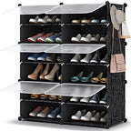 HOMIDEC Shoe Rack Organizer, 6 Tier Storage Cabinet 24 Pair Plastic Shoe Shelves for Closet Hallway Bedroom Entryway - color: Black, style: 2 by 6