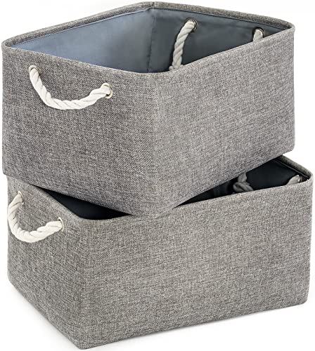 TheWarmHome Large Storage Bins Basket, 2 Pack Grey Fabric Storage Cubes for Changing Table Nursery Livingroom Kidsroom Playroom Toy, Collapsible Storage Baskets for organizing Shelves Closet - color: Grey, size: 2PCS/Large - 15.7Lx11.8Wx8.3H
