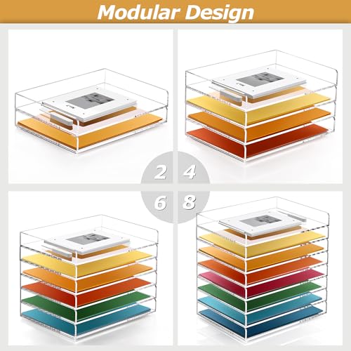 4 Tier Stackable Letter Tray, Acrylic Paper Organizer File Trays Paper Sorter, Clear Office Supplies Accessories for Letter/A4 Size Folders Documents 12.4inx8.86inx6.65in - style: Ultra-thin 4Tier trays
