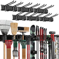 TIDYME Garage Wall Organizer | 96" Heavy-Duty Tool Storage Rack | Adjustable Double-Layer Hooks | 600 lbs Capacity | Carbon Steel Wall Mount Holder for Shovels, Rakes, Ladders & Power Tools - size: 96" (0 Shelves)