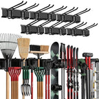 TIDYME Garage Wall Organizer | 96" Heavy-Duty Tool Storage Rack | Adjustable Double-Layer Hooks | 600 lbs Capacity | Carbon Steel Wall Mount Holder for Shovels, Rakes, Ladders & Power Tools - size: 96" (0 Shelves)