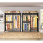 VIPEK V4 Heavy Duty Clothing Rack for Hanging Clothes 810lbs Load Capacity, Double Rod Garment Rack with Adjustable Shelves & Side Hooks, Metal Wardrobe Closet System Easy to Assemble, (Black) - color: Black, style: V4