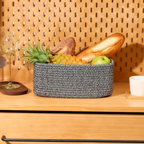 MiniArk Small Storage Baskets for Organizing | Closet Organizer Bins | Shelf Toy Basket | Woven Rope Baskets | Cube Decorative Box | Shallow Basket | 11.5x7.5x4.7” | 3 Packs Dark Gray - color: Dark Gray, size: 3pcs-L11.5xW7.5xH4.7"