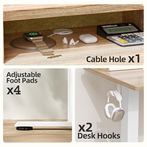 TIQLAB Standing Desk with Two Drawers, Stand Up Standing Desk Adjustable Height, Electric Sit Stand Table with Storage Shelf and Splice Board, 48 * 24 inch, Maple - color: Maple, size: 47*24 inch without keyboard tray