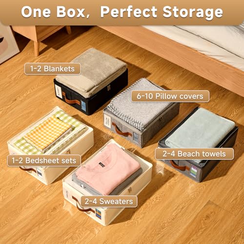Bed Sheet Organizer 4 Pack - No Insects Entry Sheet Organizers and Storage with Zipper, Label, Handle, Window, Linen Closet Organizers and Storage for Sheet Set, Clothing, Duvet Covers, Blanket - color: White, size: 4 pack