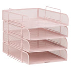 Mind Reader Stackable Paper Tray, Desktop Organizer, File Storage, Office, Metal Mesh, 10.5" L x 13.5" W x 11.25" H, 4 Pcs., Pink - color: Pink