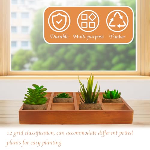 Wooden Tray, 2 Pack Wood Drawer Organizer Drawer Organizer 12 Grid Sorting Tray, Wood Divided Organizers Wooden Sorting Trays For Arts & Crafts, Stationery, Small Items, Home Office