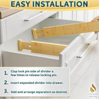 Bamboo Drawer Organizer - with Inserts & Labels, 17-22" - Adjustable Spring Loaded Kitchen Dividers for Utensils & Junk Storage - Expandable Silverware Separators for Organization
