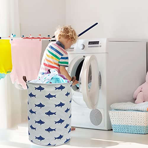 CLOCOR Kids Laundry Basket,Shark Toy Storage Bins,Baby Clothes Hamper,Round Gift Basket with Handles for Bedroom Nursery,Toddler Room Decor (Shark) - color: Shark