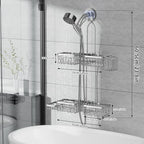 KEGII Shower Caddy Hanging for Handheld Showerheads, Rustproof Hanging Shower Organizer with Soap Dish, Toothbrush Holder and Hooks, Over Showerhead Caddy for Bathroom, Silver - style: Silver – 2-Tier Hanging Shower Caddy