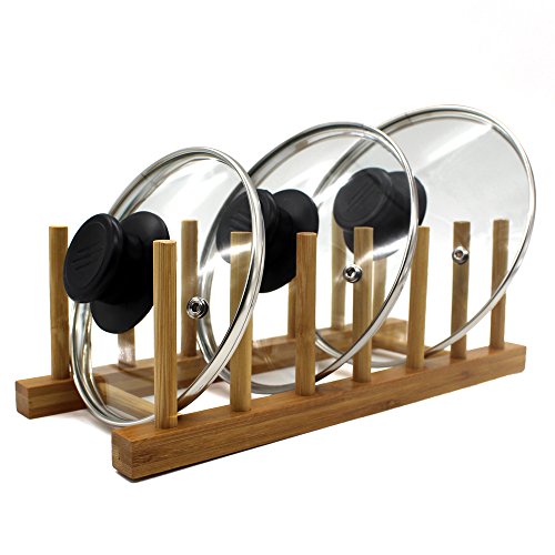 INNERNEED Bamboo Wooden Plate Racks Dish Stand Holder Kitchen Storage Cabinet Organizer for Dish/Plate/Bowl/Cup/Pot Lid/Cutting Board (Pack of 4) - size: Pack of 4