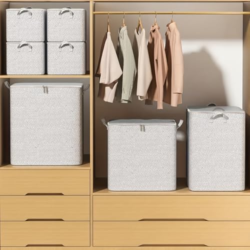 Extra Large Blanket Storage Containers, 220L Breathable Clothes Bedding Pillow Sheet Storage Bags with Zipper, Non-Woven Moving Quilt Large Capacity Storage Bins