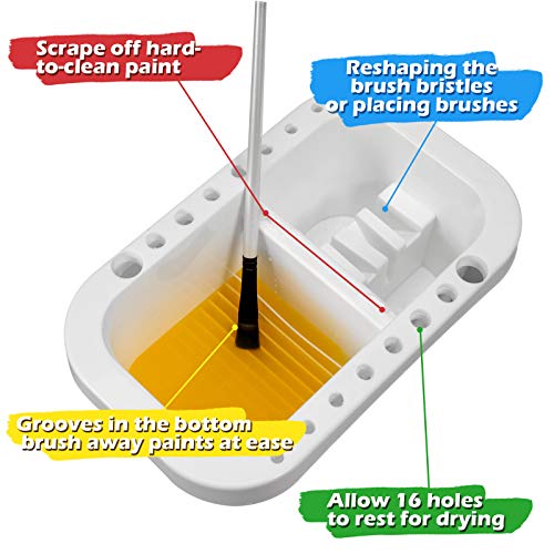 MyLifeUNIT Paint Brush Cleaner, Paint Brush Holder and Organizers with Palette for Acrylic, Watercolor, and Water-Based Paints (White) - color: White