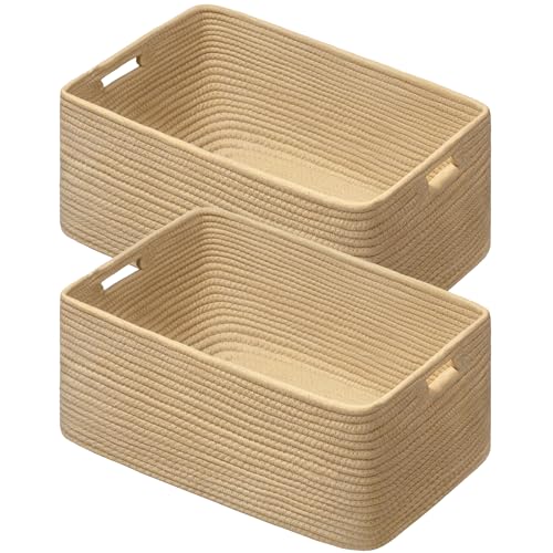 UBBCARE 2 Pack Storage Baskets for Shelves, Large Woven Storage Baskets, Dog Toy Bins, Baskets for Organizing Clothes, Towels, Books, Blanket, 17"L x 13"W x 7.5"H, Brown - color: Brown, size: 2 Pack-17"(L)×13"(W)x7.5"(H)