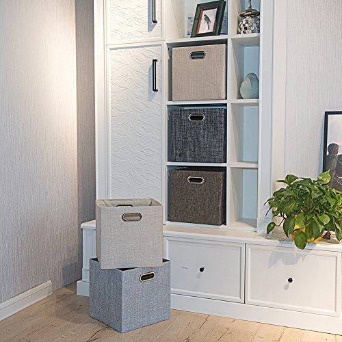 Posprica Collapsible Storage Cubes,11×11 Heavy Duty Fabric Stroage Basket Bins, 4pcs,Black - color: Black, size: 11×11×11/4pcs