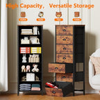 Furnulem Bedroom Dresser with 7 Drawers,Tall Industrial Fabric Chest of Drawers, Vertical Storage Tower Bedside Furniture in Living Room,Closet,Entryway-Sturdy Steel Frame(Rustic Brown) - color: Rustic Brown, size: 11.8"D x 15.8"W x 43.3"H (7 Drawers)