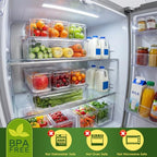 ZIJUND 4 Pack Fridge Organizer, Stackable Refrigerator Organizer Bins with Lids, BPA-Free Fridge Organizers and Storage Containers for Fruit, Vegetable, Food, Drinks, Cereals, Clear - size: 4 Bins（Have a XXXL size bin）