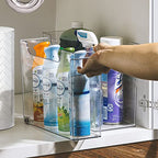 Sorbus Roll Out Bottle Organization Bins - 2 Sizes Pantry Under Sink Organizer with Wheels & Handles - Clear Plastic Organizing Containers for Cleaning Supplies - Kitchen Cabinet Laundry Room Storage - style: Square