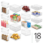 iDesign Stackable Plastic Handle Bin Assortment Set - Storage Organizers for Kitchen, Fridge, Pantry, Home -18 Pack, Clear - style: Pack of 18