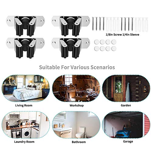 CWOVRS Broom Holder Wall Mount, 4 Pack Mop Holder Stainless Steel Mop and Broom Holder Heavy Duty Broom Hanger Wall Mount for Kitchen Garden Garage etc.