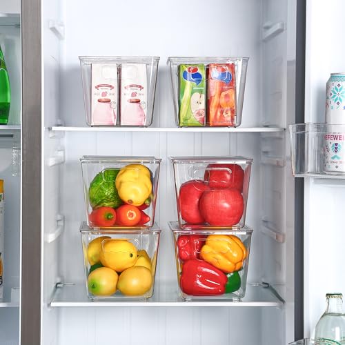 Vtopmart 6 Pack Clear Stackable Storage Bins with Lids, Medium Plastic Containers with Handle for Pantry Organizer and Storage,Perfect for Kitchen,Fridge,Cabinet, Closet,Bathroom Organization - size: M(10"L x 6"W x 5"H)