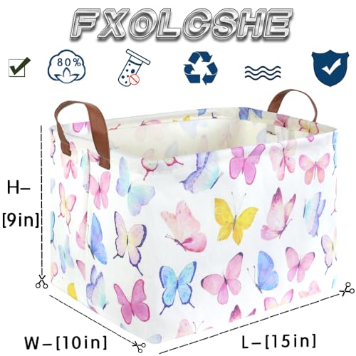 Rectangular Butterfly Basket,Girls Basket, Foldable waterproof cute storage basket,Kids Storage Bin,Toy gift Organizer,Girls Room Decor,Butterfly Room Decor,Gift Box(Colorful Butterflies) - color: Colorful Butterflies