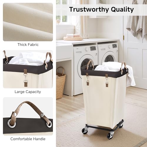 StorageWorks 110L Laundry Basket with Wheels, Large Rolling Hampers for Clothing Organizer, Dirty Clothes Basket for Hotel, Home, Closet, Dorm, Beige - color: Beige, size: 110L
