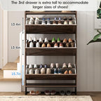 Maupvit Shoe Storage Cabinet with 3 Flip Drawers, Freestanding Organizer with Metal Legs for Entryway, Narrow Shoe Rack Cabinet, Dark Walnut - color: Dark Walnut, style: 3-Drawers