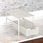 Simple Houseware Stackable Under Sink Cabinet Sliding Basket Organizer Drawer, White - color: White