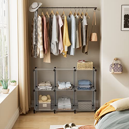 HOMIDEC Closet Organizers and Storage, 9 Cube Storage Organizer, Portable Closet Organizer Storage Cubes Shelves, Grey - color: Grey, size: Large