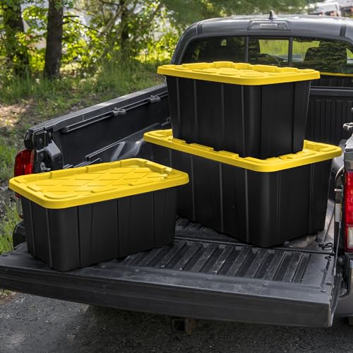 Sterilite 6-Pack Industrial Tote, Plastic Storage Container Bins with Lids, 27 Gallon - Heavy-Duty Organizing Containers for Closet, Bathroom, and Office - size: 27 Gallon