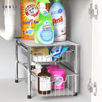Simple Houseware Stackable 2 Tier Sliding Basket Organizer Drawer, Chrome - color: Chrome, size: 2-tier