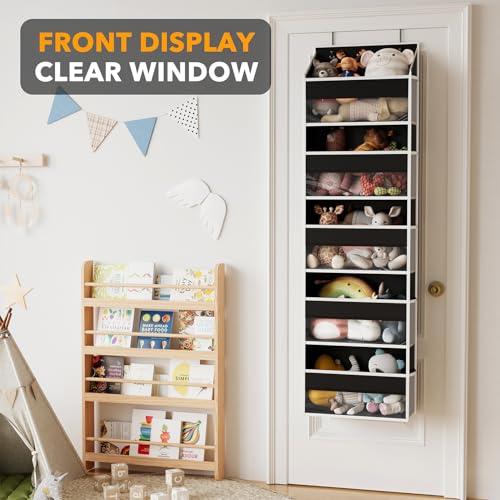 SpaceAid 1 Pack Over The Door Organizer with 5 Large Pockets and 10 Mesh Side Pockets, 5 Layers Door Organizer Hanging with Clear Window for Bedroom, Bathroom, Pantry and Nursery, Black - color: Black, size: 1 Pack