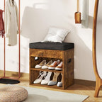 YMYNY Small Shoe Storage Bench with Cushion and Drawer, 2 Tier Adjustable Entryway Bench with Storage, Wooden Shoe Rack Bench for Entryway, Living Room, Hallway, Closet, Bedroom, Rustic Brown, HSC002H - color: Rustic Brown