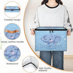 Custom Storage Basket with Name, Personalized Storage Bins with Zipper Lid, Foldable Fabric Storage Box Large capacity with Handle Bubble Elephant - color: Option 18