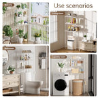 Golpart Over The Toilet Shelf,3-Tier Adjustable Freestanding Metal Bathroom Organizer Shelves with Toilet Paper Holder & Hooks,Space-Saving for Narrow Small Bathroom,10”D x 24”W x 66”H,White - size: White-3-Tier-10"D x 24"W x 66"H