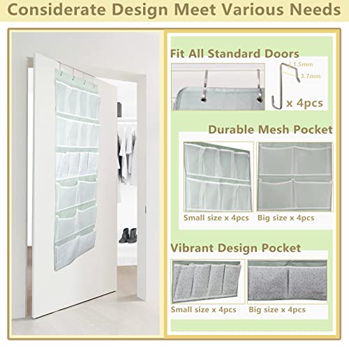 18 Pockets Over the Door Organizer with 4 Kind Pockets,Behind Door Shoes Rack,Back of Closet Storage Organization for Socks,Hat,Underwear,Luggage Packing,Hanging Holder Shelf in Home Dorm,Travel,Green - style: Large-Green: Pack of 1