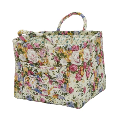 Quilted Laundry Basket with Handles, Aesthetic Collapsible Fabric Storage Basket for Clothes, Diapers & Toys - Multi-Purpose Boho Organizer Tote for Car, Home & Picnic (A) - color: A