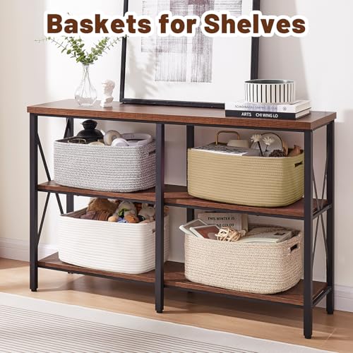 OIAHOMY Storage Basket for Shelves, Closet Cube Storage Bins Baskets for Clothes Blanket Towels, Baby Nursery, Toy Baskets Box, Woven Rope Basket, 15.75 * 11.81 * 7.09 ININ, 2 Packs Jute Yellow - color: Jute Yellow, size: 15.75*11.81*7.09