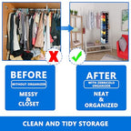 Closet Organization, 24 Section Hanging Closet Organizer, Space Saving, College Dorm Essentials, Heavy Duty Hooks Up to 45 Pounds, White/Black - color: NEW Heavy duty rack-White/Black--24 pockets