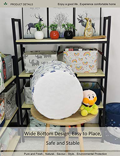 Round Space Rocket Laundry Basket, Collapsible Laundry Hamper for Boys, Cute Galaxy Solar System Storage Bin, Waterproof Toy Storage for Kids Room, Nursery, Playroom(Blue Planet) - color: Blue