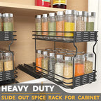 SpaceAid Pull Out Spice Rack Organizer for Cabinet, Heavy Duty Slide Out Seasoning Kitchen Organizer, Cabinet Organizer, with Labels and Chalk Marker, 6.5" W x10.75 D x8.5 H, 1 Drawer 2-Tier - style: 6.5" W, 2-Tier